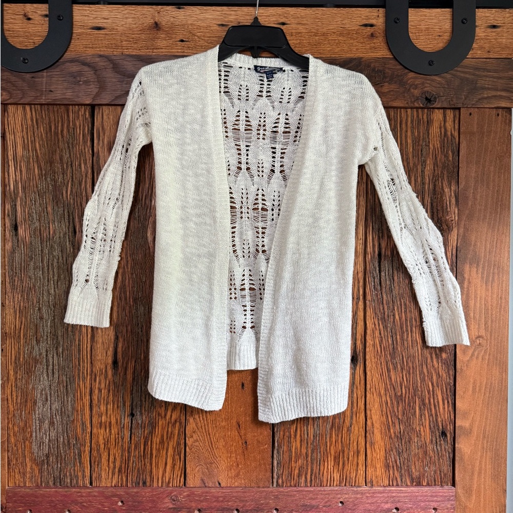 Freshman Girls Cream Lightweight Cardigan